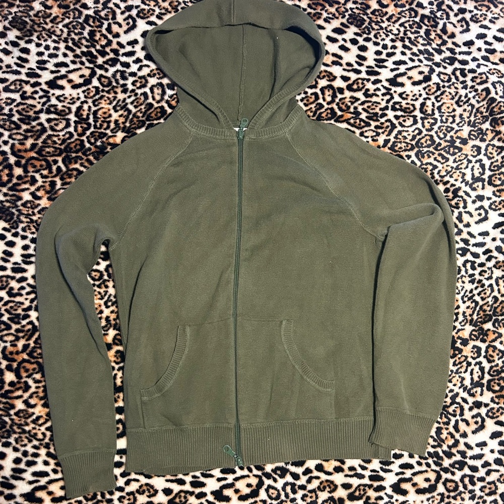 Green zip up, such a comfortable fit